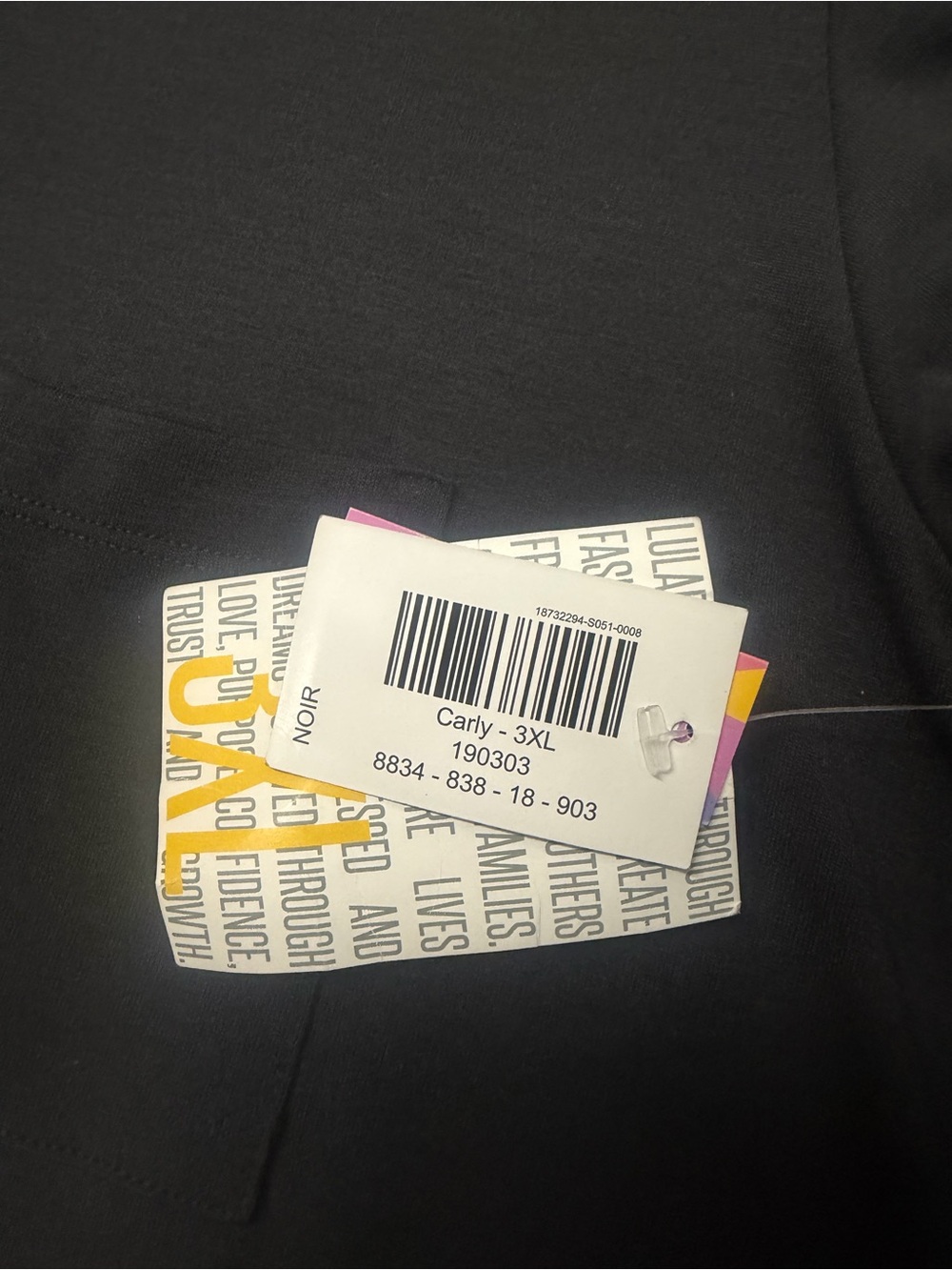 NWT LuLaRoe Noir Carly Black Short-Sleeve Dress Sz 3XL - Picture 3 of 4